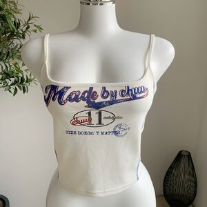 CHUU White Graphic Cami Top Streetwear Y2K XS S
